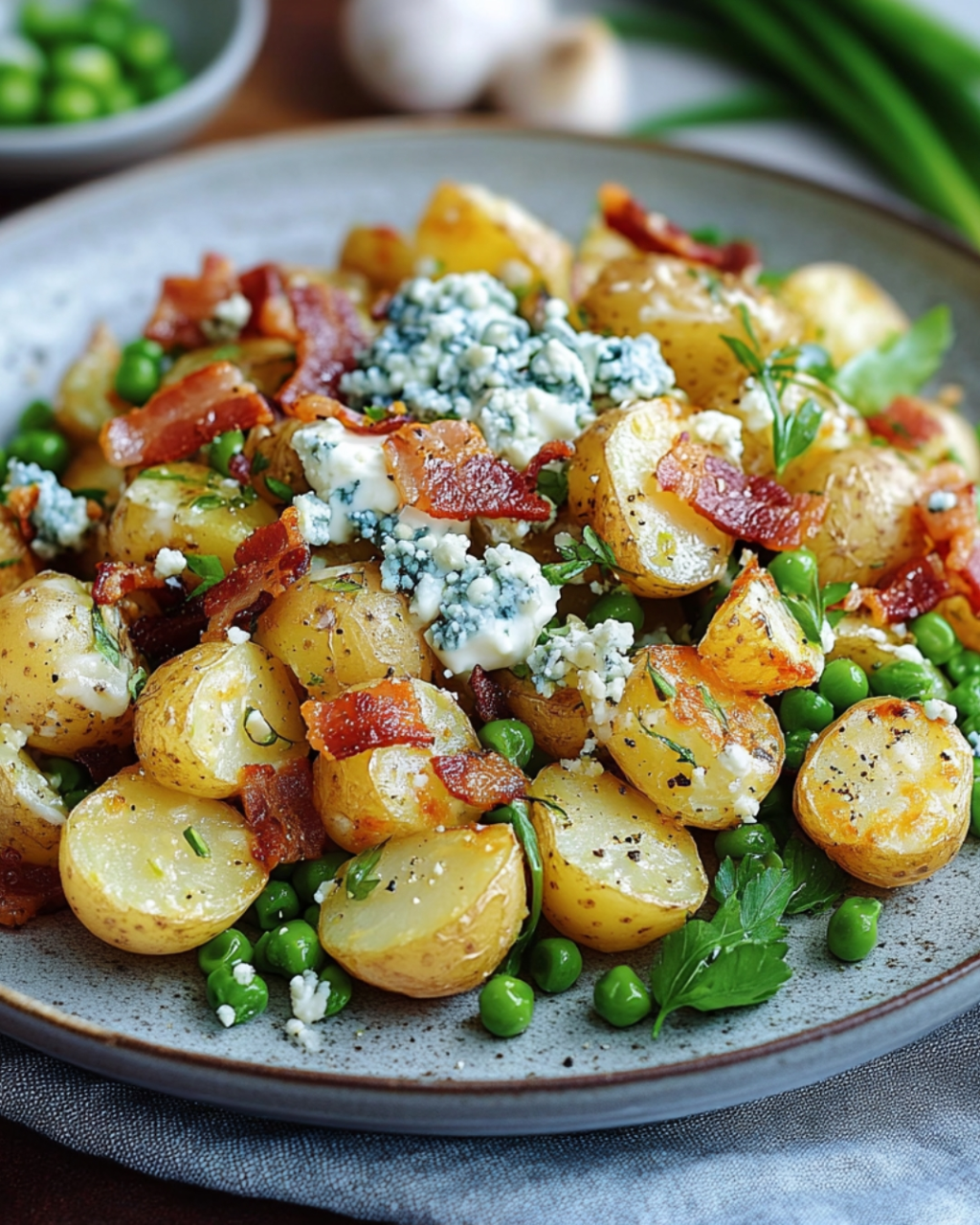 Crispy Potato Salad with Blue Cheese