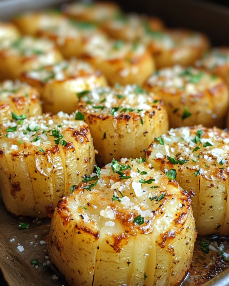 Crispy Garlic Accordion Potatoes