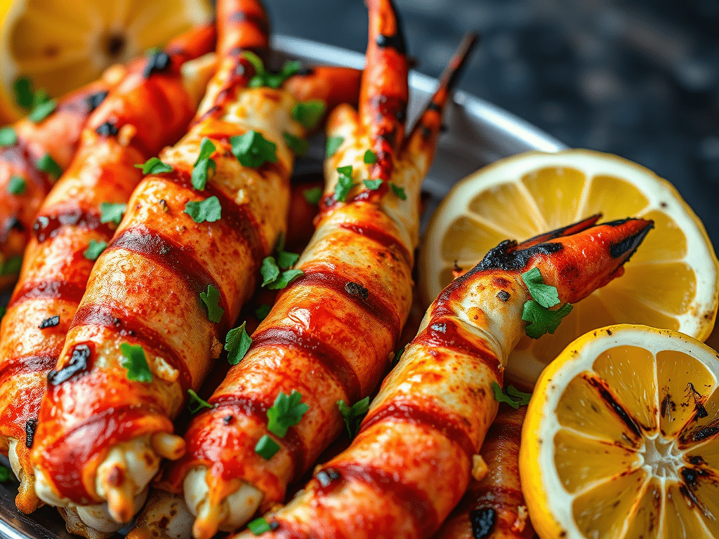 Grilled Crab Legs with Charred Lemon and Chili Butter