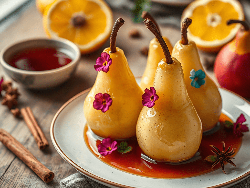Poached Pears in Rooibos