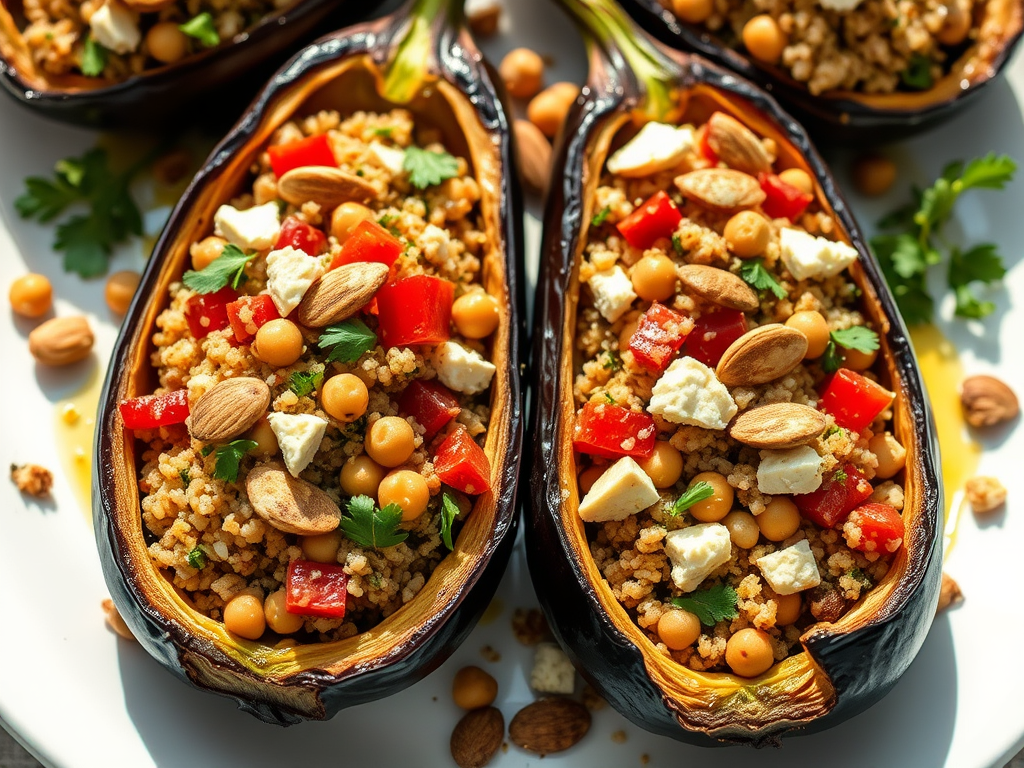Sweet and Savory Stuffed Eggplant