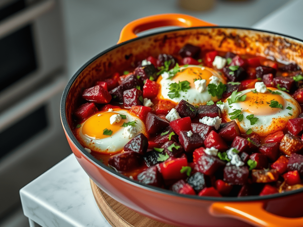 Smoky Beet and Harissa Shakshuka