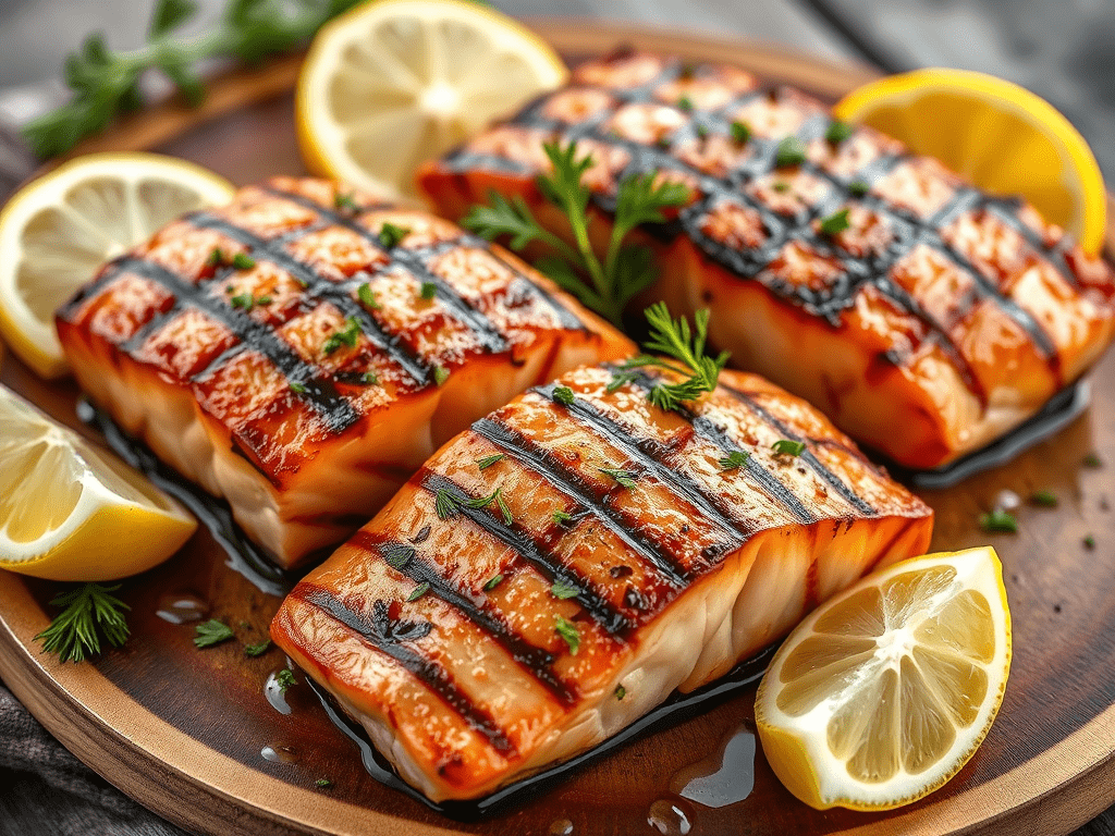 Grilled Salmon with Lemon and Herbs