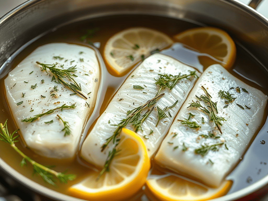 Poached Fish with Lemon and Herbs